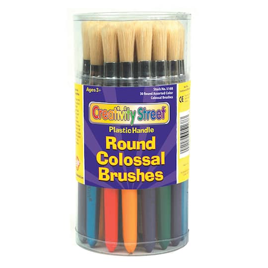 6 Packs: 30 ct. (180 total) Creativity Street&#xAE; Colossal Natural Bristle Round Brushes